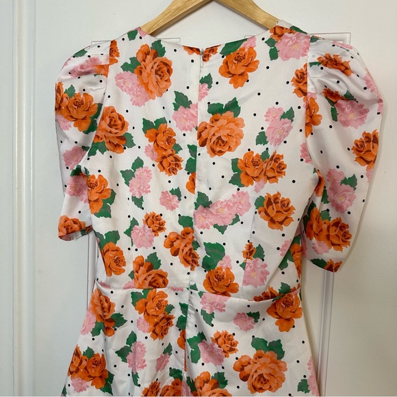 ZARA Blogger Favorite Puff Sleeve Polka Dot Floral Mini Dress Sweetheart Small - Picture 9 of 9